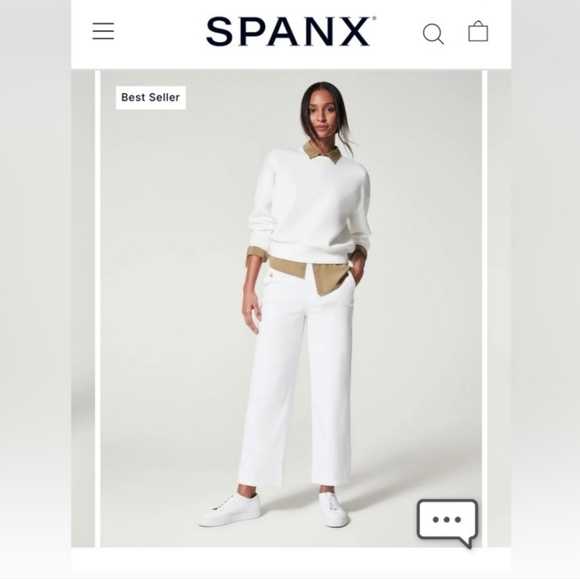 Spanx Stretch Twill Cropped Wide Leg Pants| Size XS | Cream Color - Picture 4 of 5